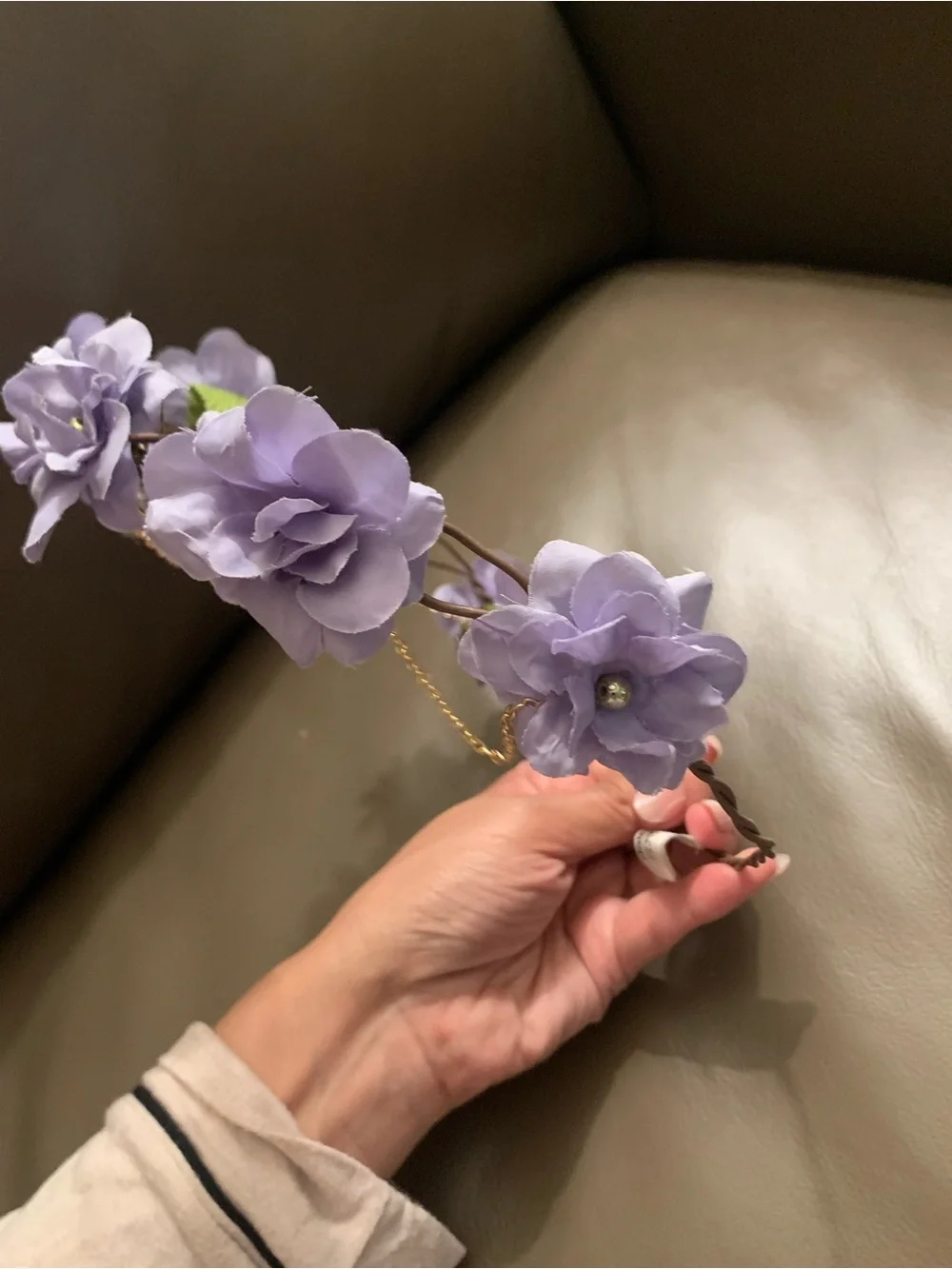 Claire's Lavender Floral 🪻Halo with Gold 💛Accent Chain